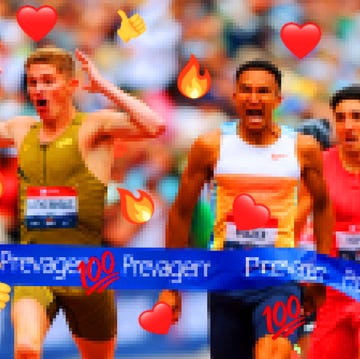 illustration of a pixelated photo of a track race with emojis